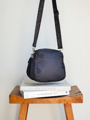 Baia satin nylon bag - Black Leather Black