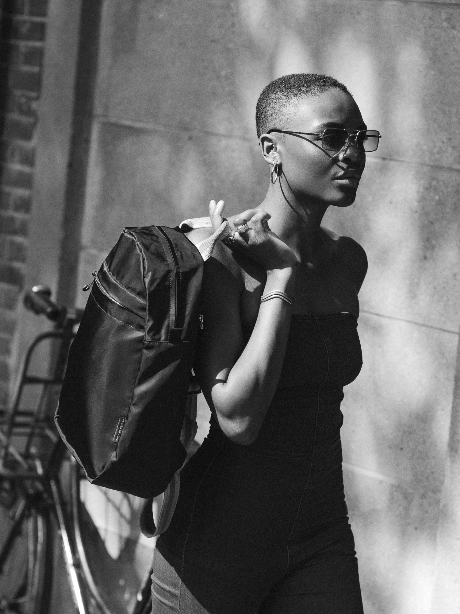 Gaston nylon satiné - Noir Swag Gris