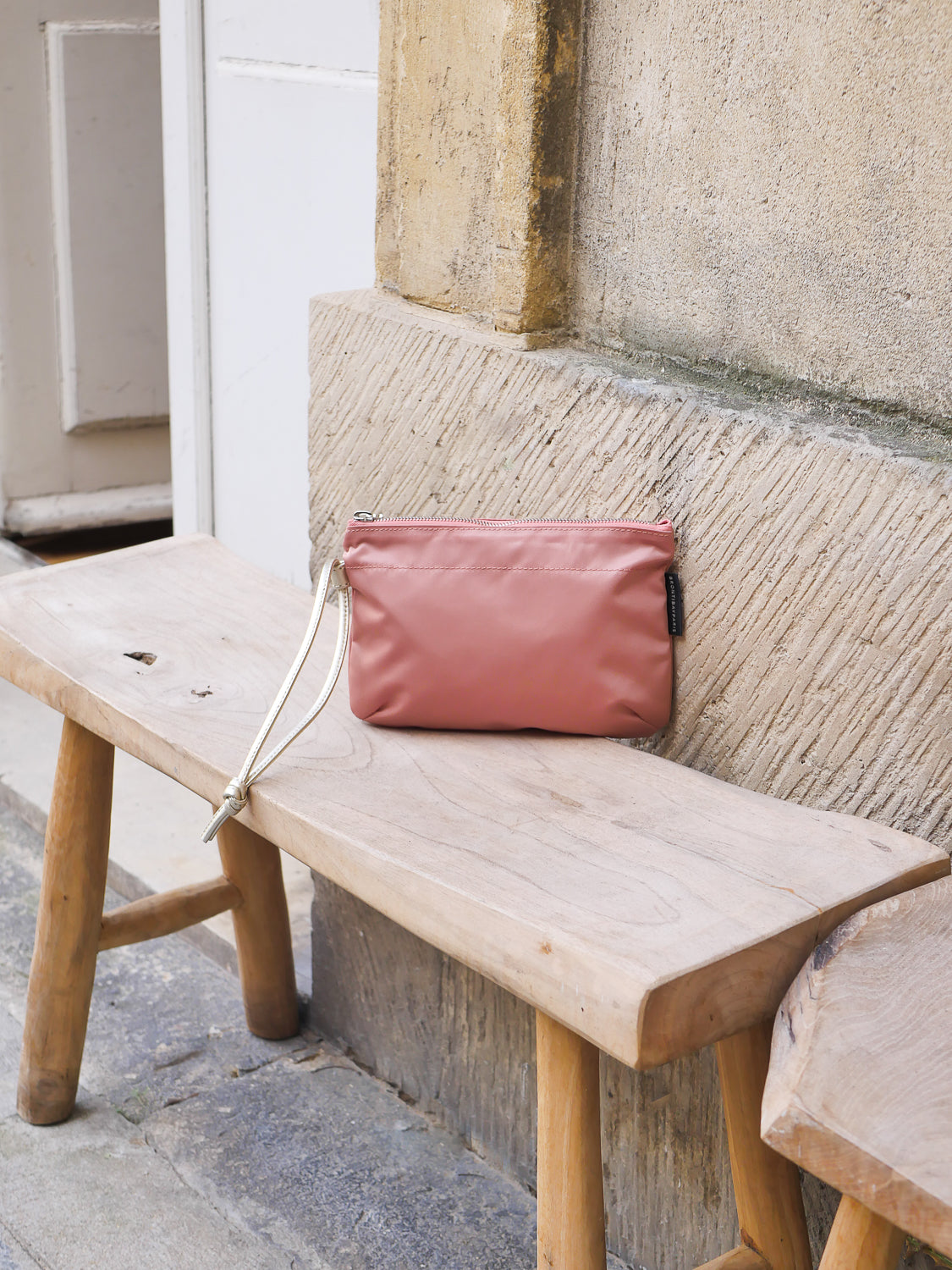 Verona satin nylon pouch - Salmon Pink
