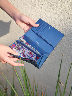 blue leather womens wallet