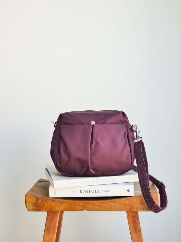 crossbody satin nylon bag bordeaux