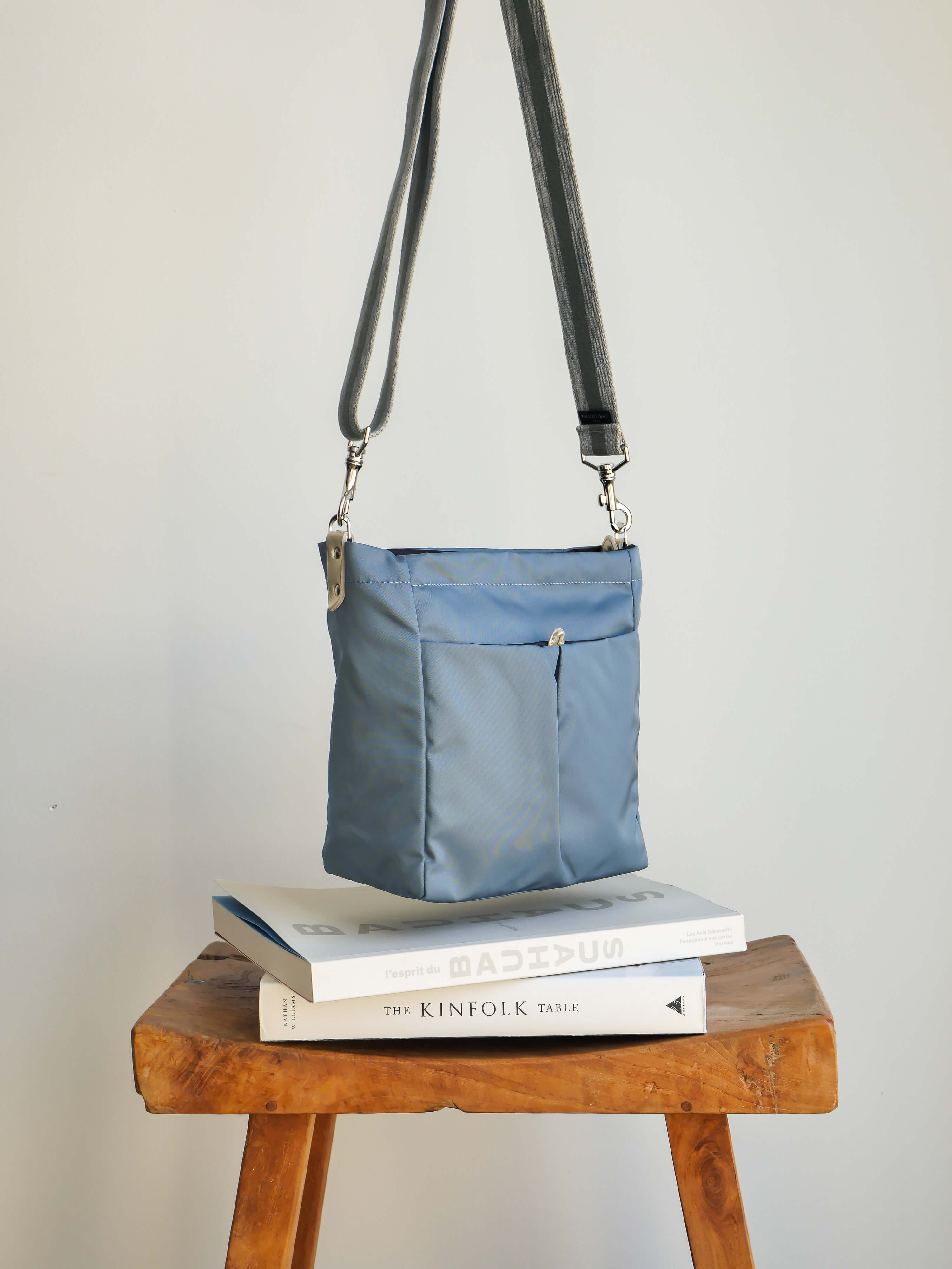 satin nylon crossbody bag made in france