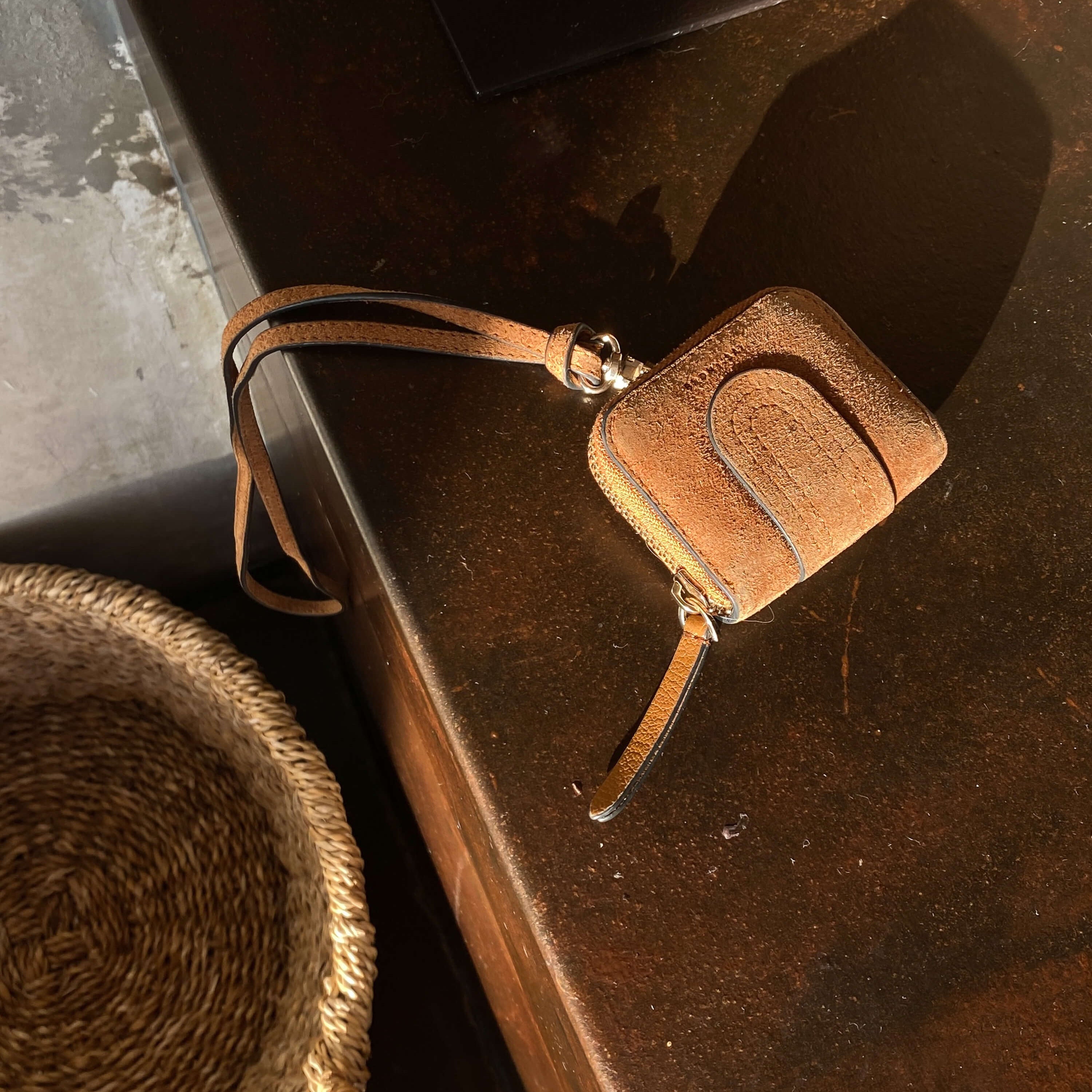 Airpods case brown suede