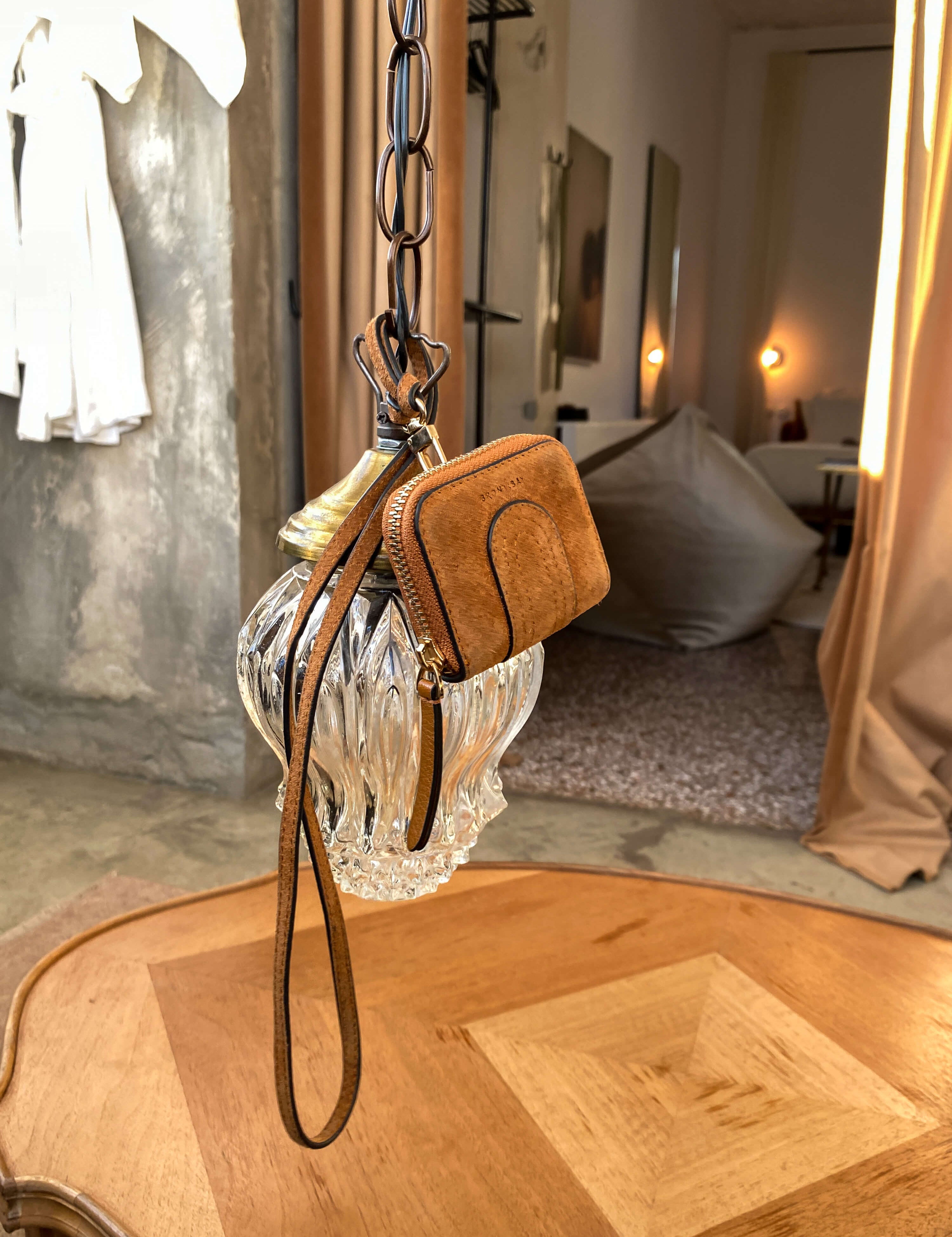 Airpods case brown suede