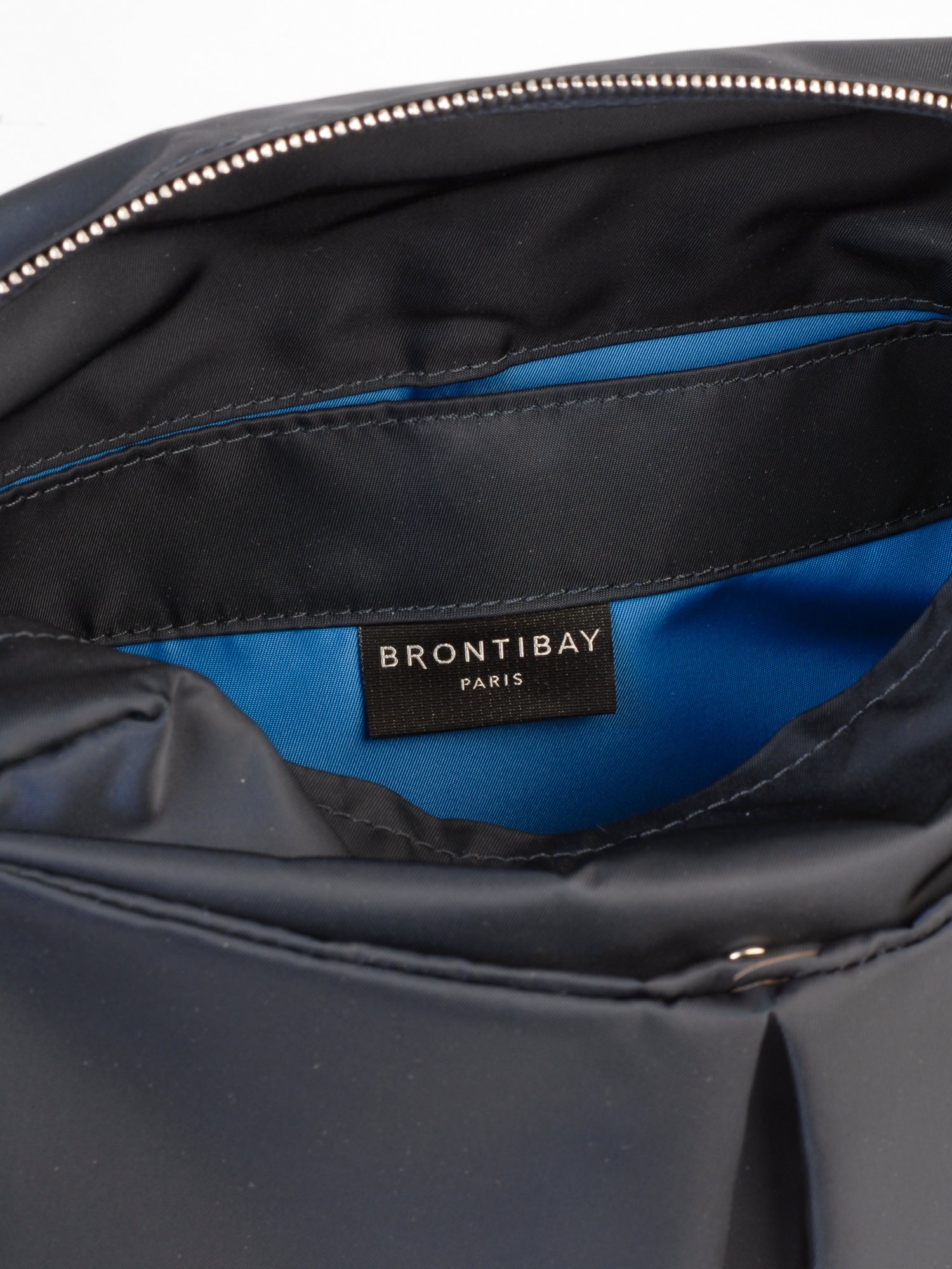 Baia satin nylon bag - Midnight Blue Black Leather