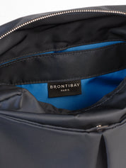 Baia satin nylon bag - Midnight Blue Black Leather