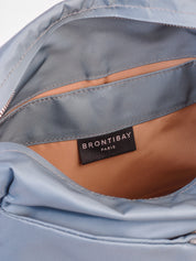 Baia satin nylon bag - Venetian Blue Black Leather