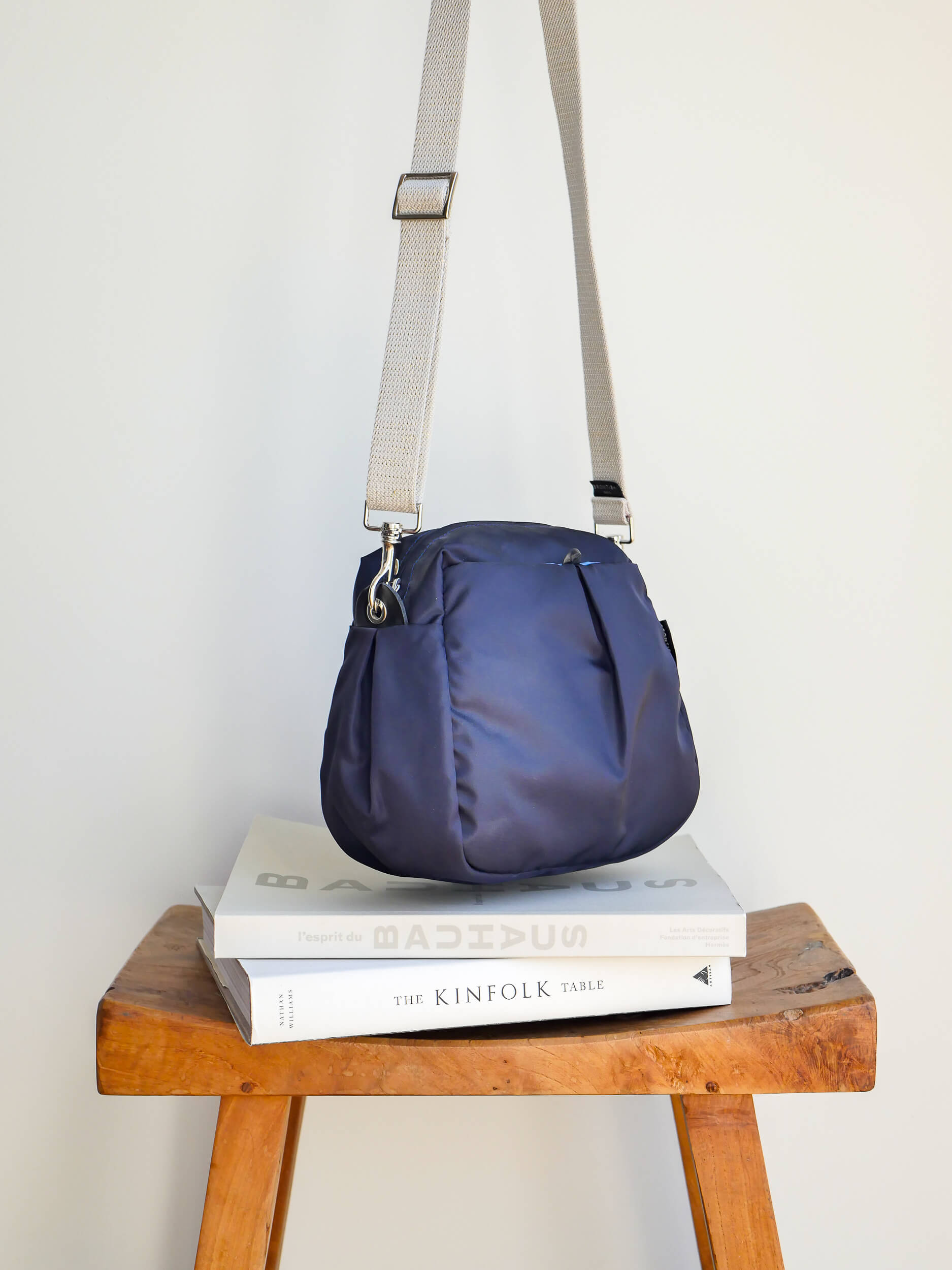 Baia nylon satiné - Bleu Nuit Cuir Noir