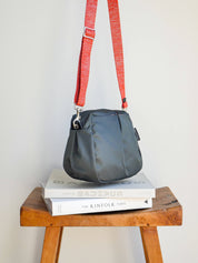 Baia nylon satiné - Gris Foncé Cuir Noir