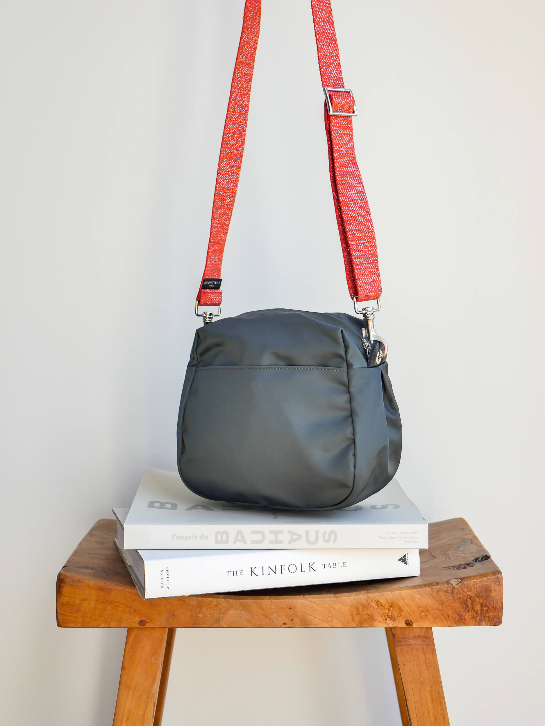 Baia nylon satiné - Gris Foncé Cuir Noir