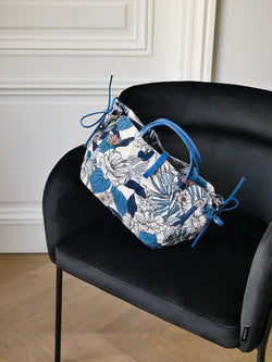 Como nylon satiné - Floral Sapphire anse bleu