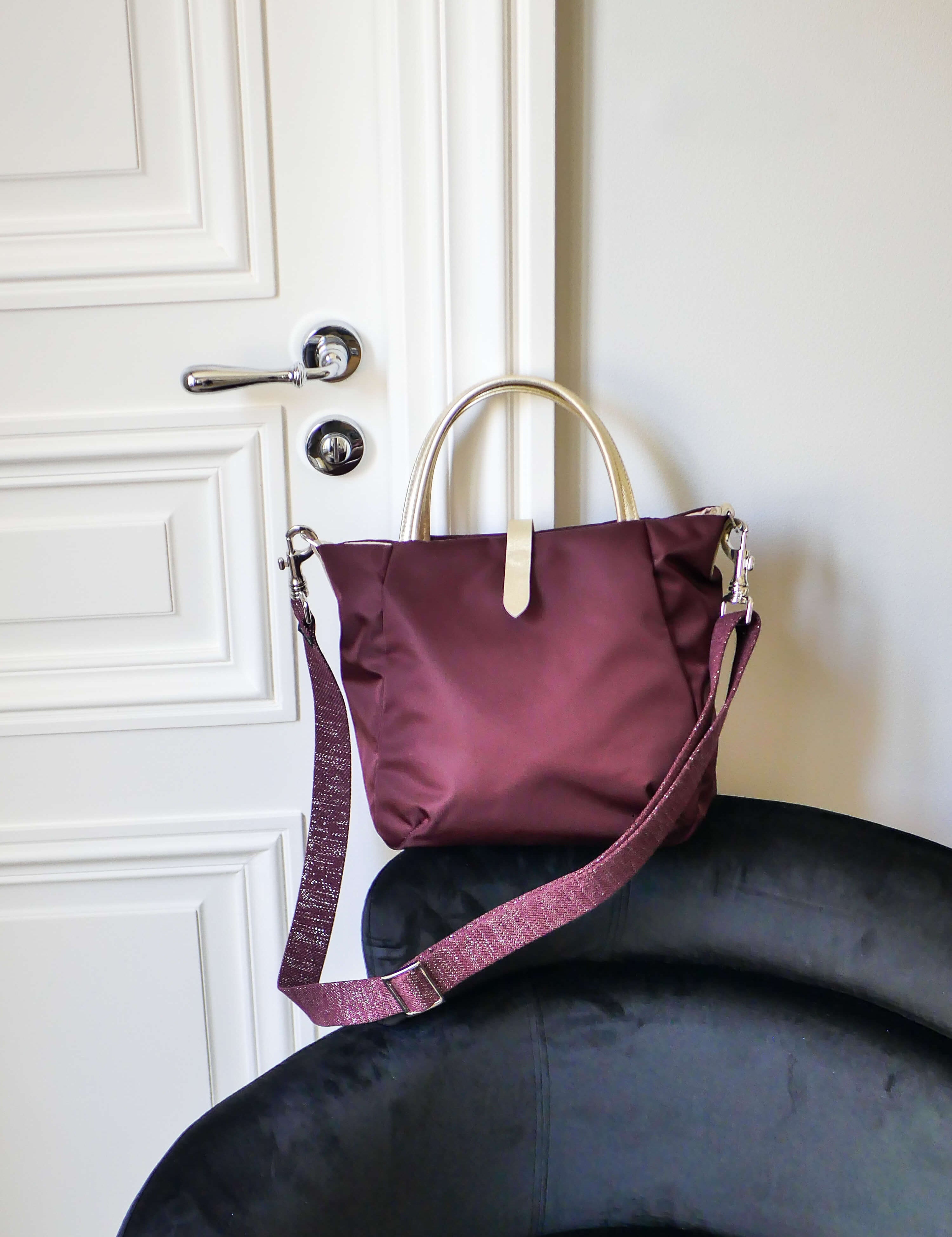crossbody satin nylon bag made in France