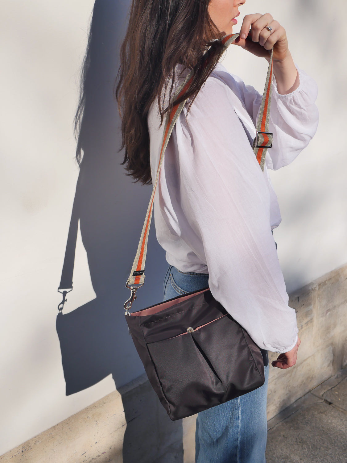 satin nylon crossbody bag made in france
