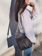 satin nylon crossbody bag made in france