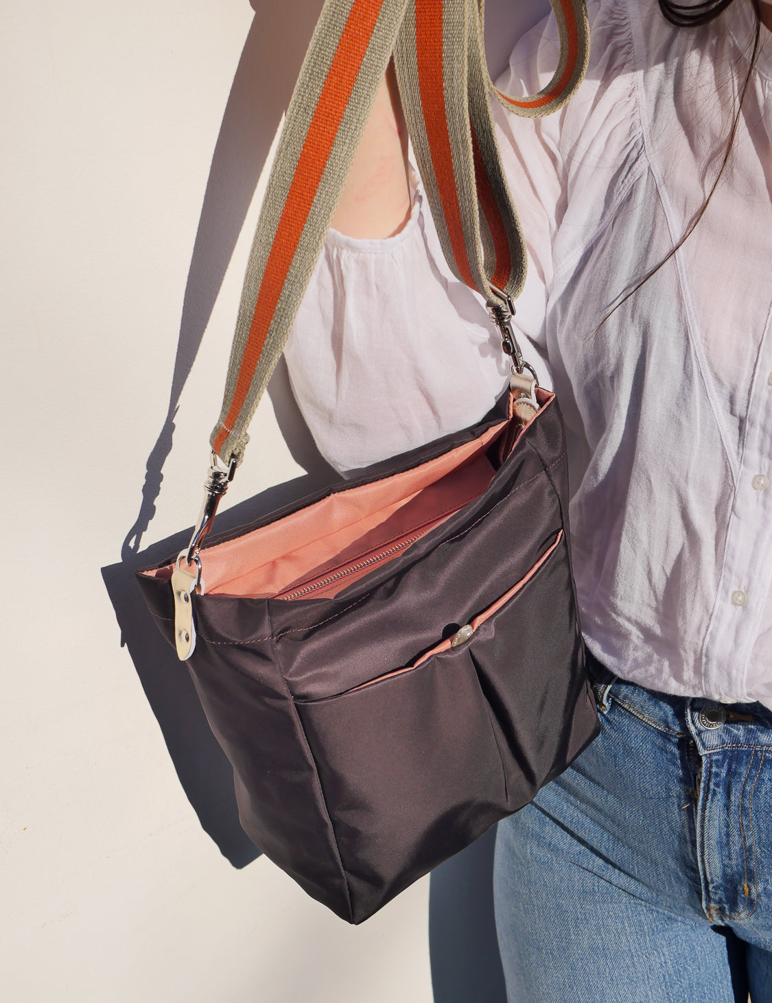 satin nylon crossbody bag