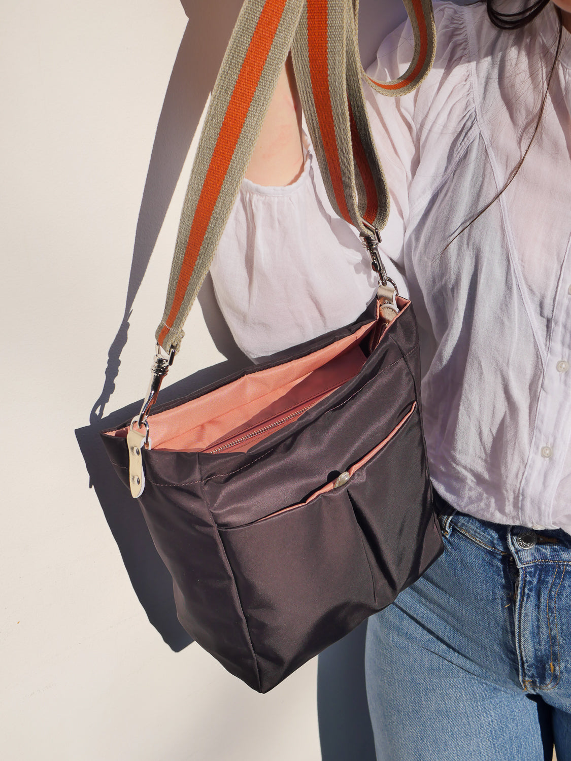 satin nylon crossbody bag
