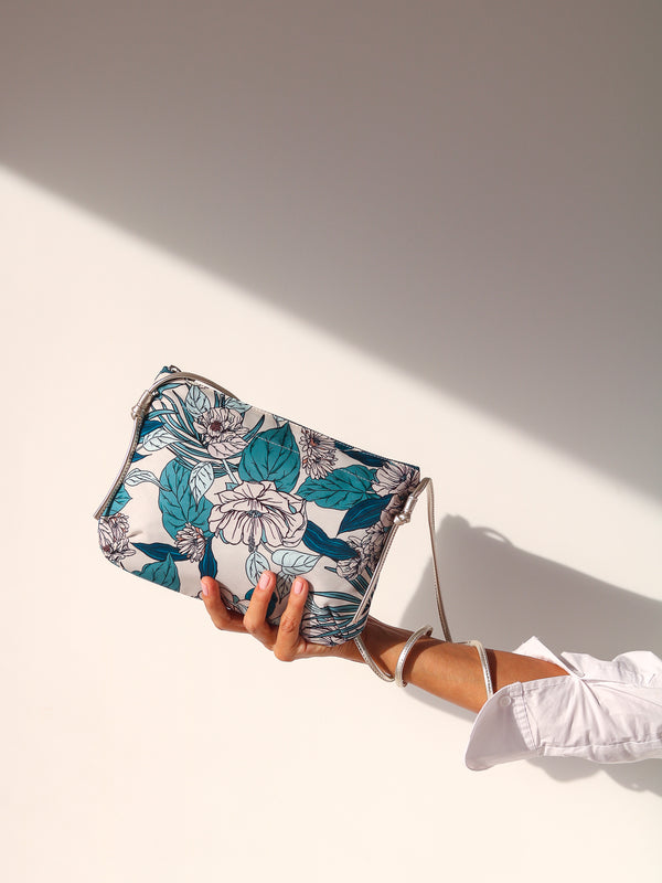 Brera nylon satiné - Floral Teal