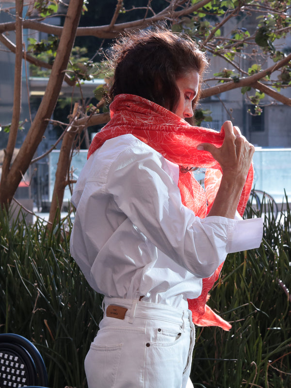 Floral laine - Orange