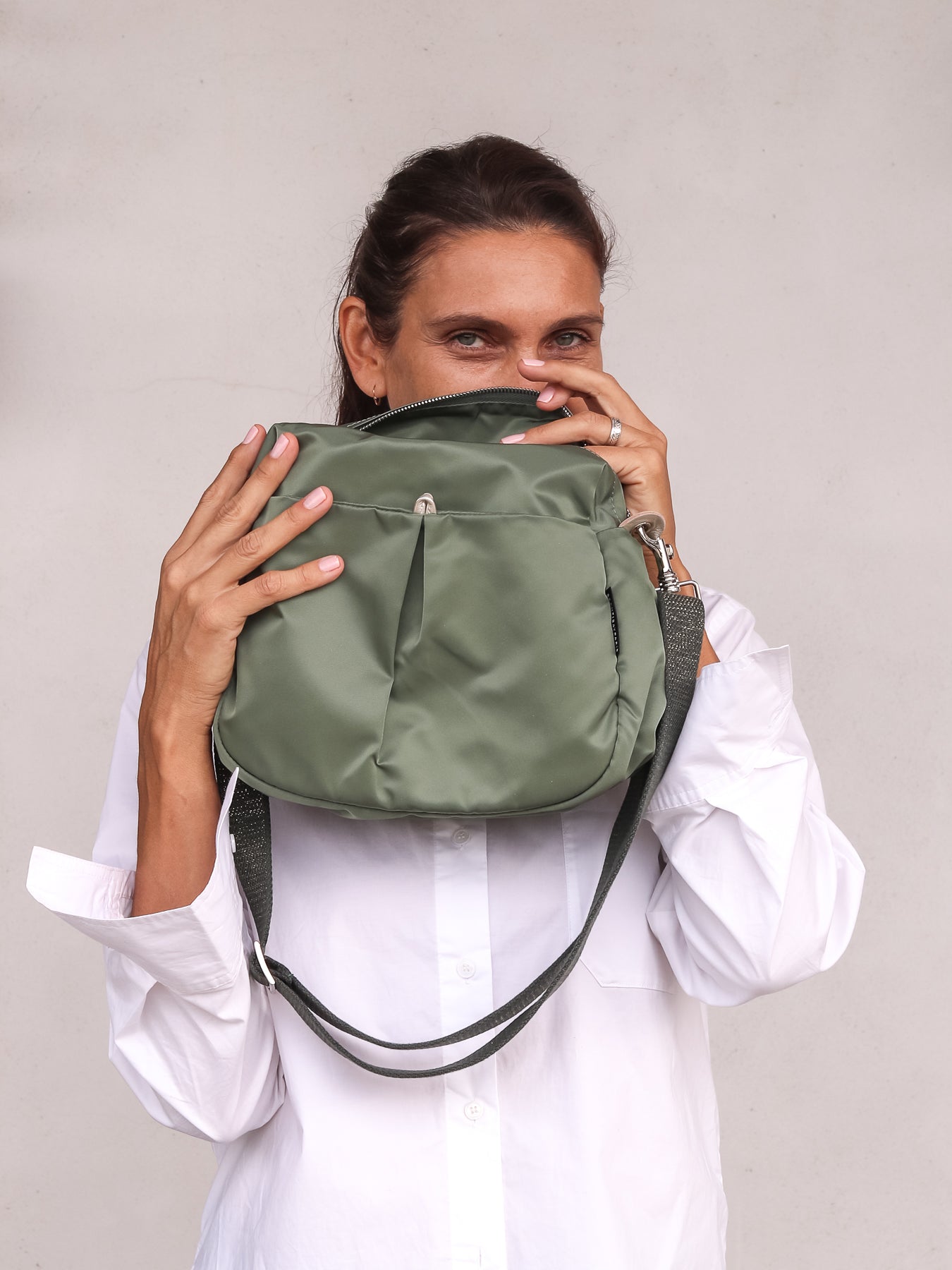Maven bag in dark gray satin nylon | Paris Maven bag in dark gray satin nylon | Paris